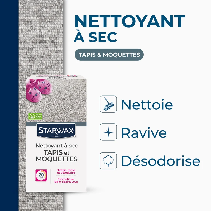 Nettoyant à sec pour tapis et moquettes