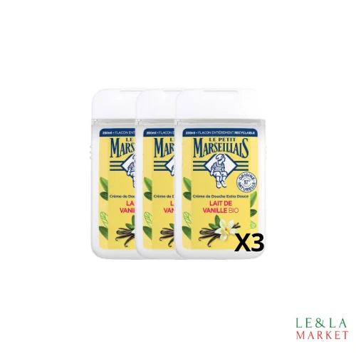 Lot LE Petit Marseillais gel douche lait de vanille bio 3x250ml