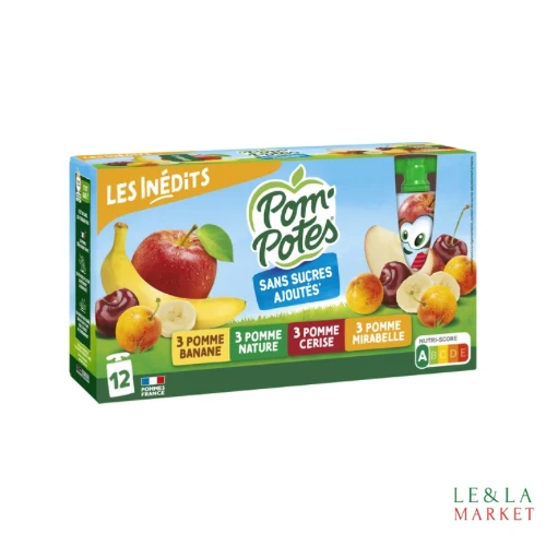 Compotes gourdes multivariétés Les Inédits Pom’Potes 12x90g
