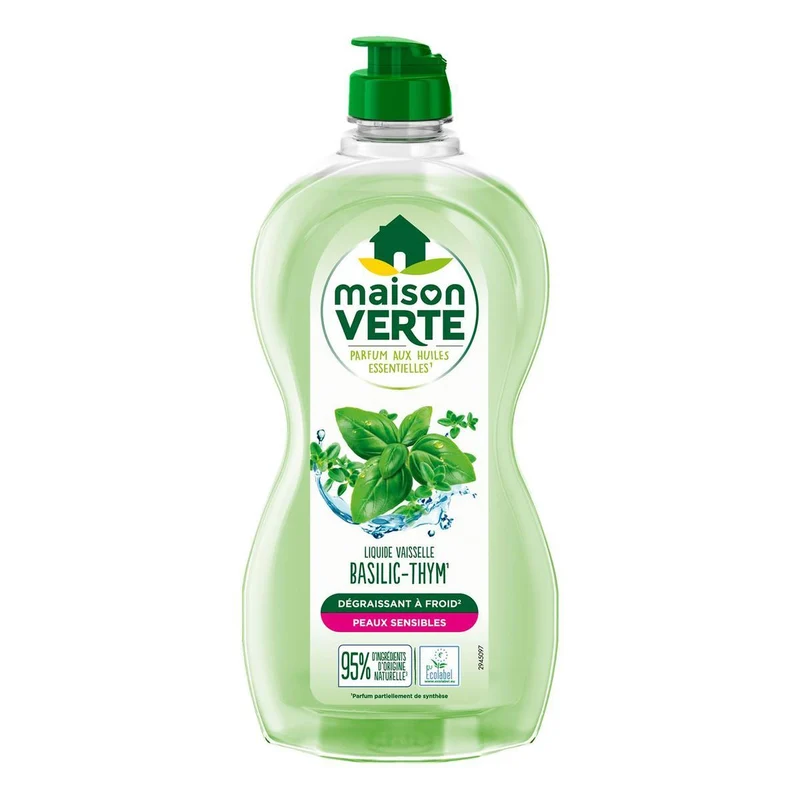 Liquide vaisselle au basilic thym Maison Verte 500ml