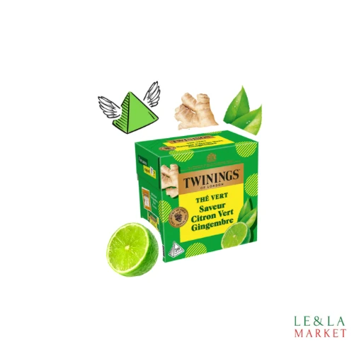 Thé vert saveur citron vert gingembre Twinings 20 sachets 32g