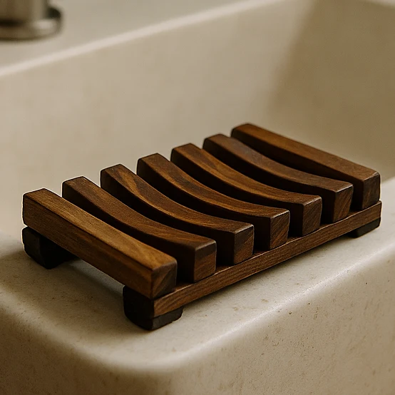 Jabonera de madera oscura