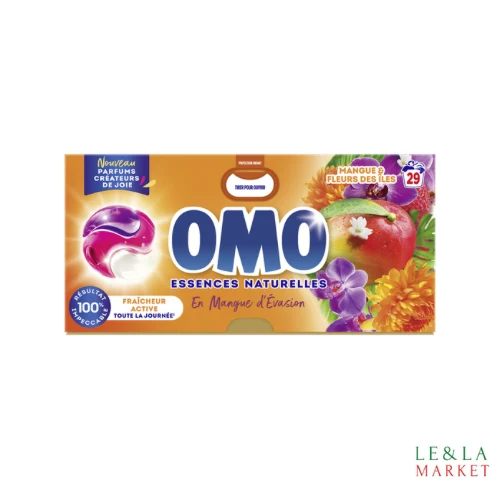 Lessive capsules 3en1 Mangue et Fleurs des îles OMO 29 lavages