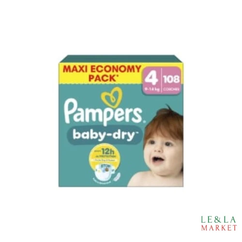 Couche Maxi pack Pampers baby-dry T4(9-14kg) 108 couches