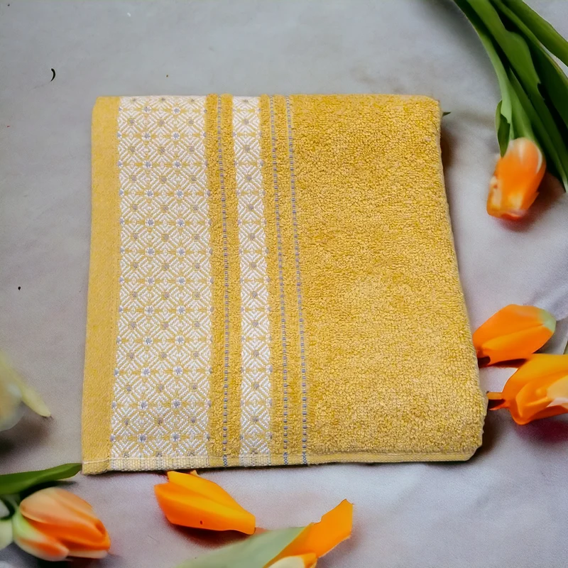 Serviette de bain jaune 100% coton 50x90cm