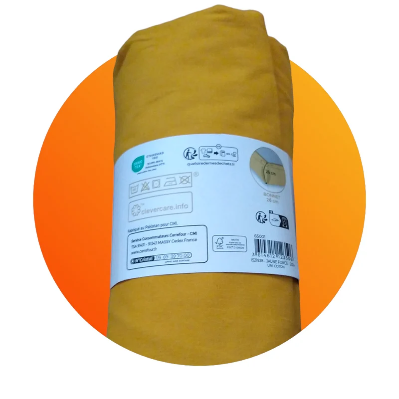 Drap housse 100% coton jaune foncé 160x200cm