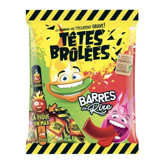 Bonbons acides Têtes Brûlées barres de rire 200g