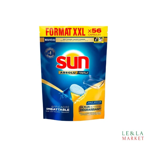 Pastilles pour lave-Vaisselle Tout-en-1 Dégraissant Sun 56 Capsules