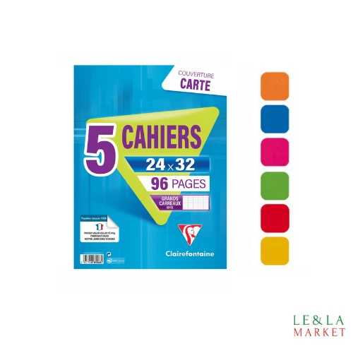 Cahiers Clairefontaine lot de 5 cahiers 24x32cm