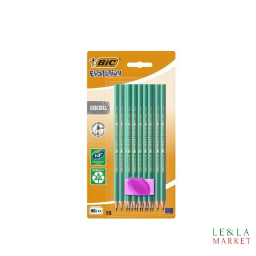 Crayon HB Bic evolution x15 +1 gomme