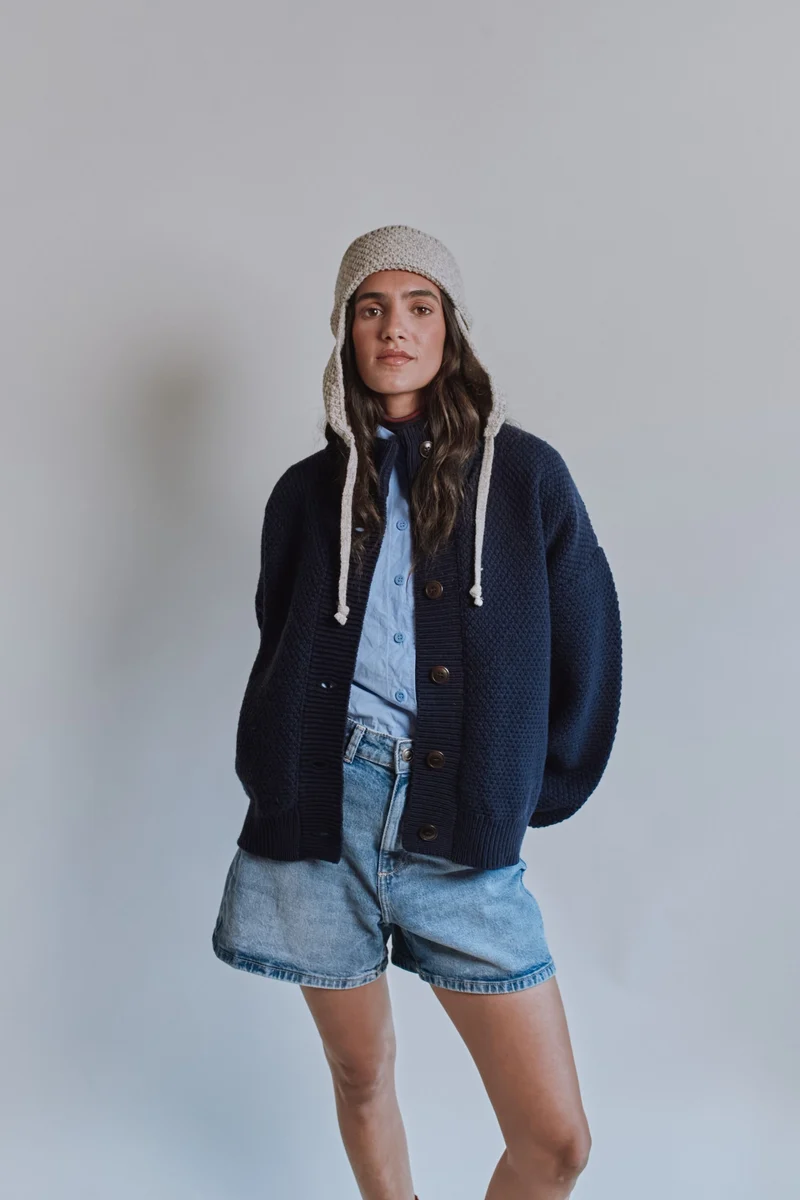 GERONIMO Ear Flap Beanie in Merino Wool - Beige