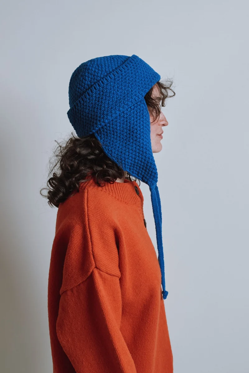 GERONIMO Ear Flap Beanie in Merino Wool - Cobalt Blue