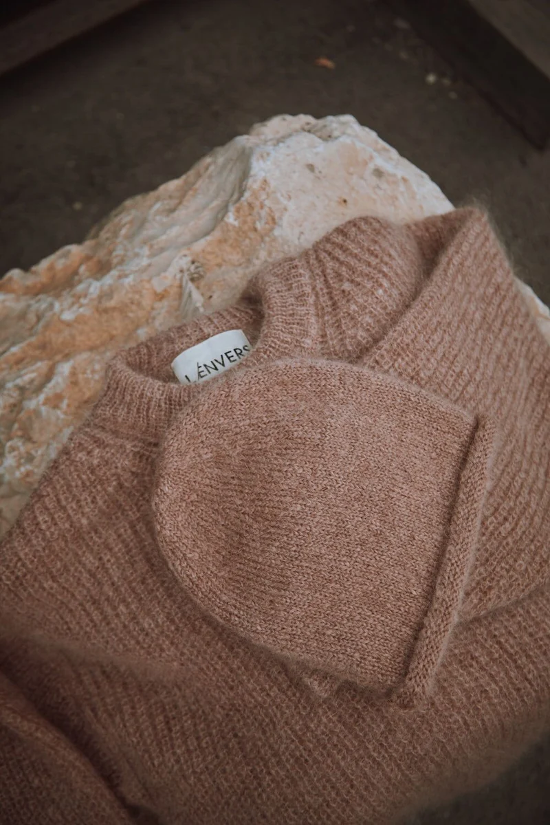 MARION Roll-Up Beanie in Mohair Wool - Light Pink